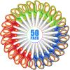 Lanties 50 Pack 5.5 Inch Right and Left Handed Scissors, Blunt Tip Safety Scissors with Comfort Grip for Home, Office, Craft Room view 1