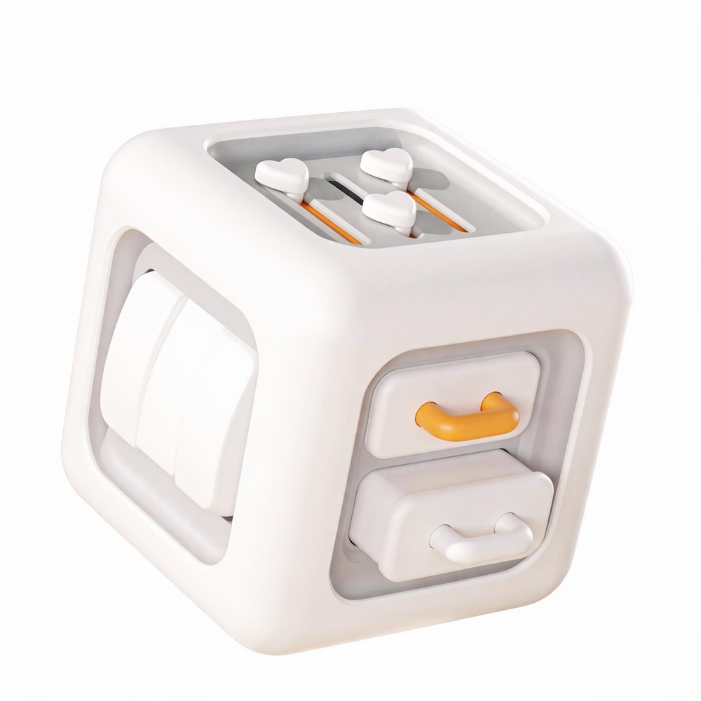 Montessori Interactive Activity Cube with Six Independent Panels, BPA-Free ABS Material & Rounded Corners, Open-Ended Sensory Puzzle Cube for 0-3 Years Baby Cognitive Self-Exploration