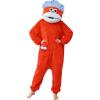 Monster Kids Funny Monster Onesie Silly Big Mouth Monster Plush Jumpsuit with Pocket Cartoon for Boys Girls Red 6-9 Years view 1