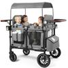 Kinder King Wagon Stroller for 4 Kids, Adjustable Handle, Grey view 1