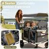 Kinder King Wagon Stroller for 4 Kids, Adjustable Handle, Grey view 4