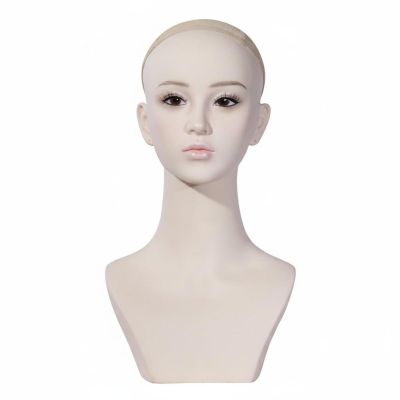 FytStycale Mannequin Head Bust Molded Mannequin Head with Shoulders Skin-Tone for Cosplay Styling
