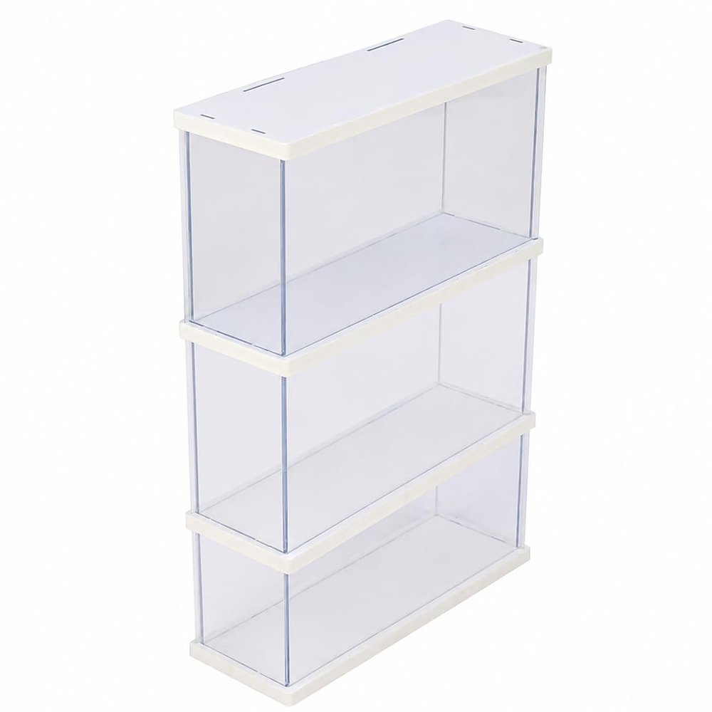 predolo Acrylic Display Case for Models, Display Cabinet with Hinged Door, Collectible Display Case for Figurines, 2L Countertop Showcase , Three-Layer, 22CM Width