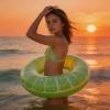 TSSOE Inflatable Pool Floats Kids Cute Swim Rings Floaties Toys Summer Fruits Tube Water Activities Beachwear Green X-Large view 3