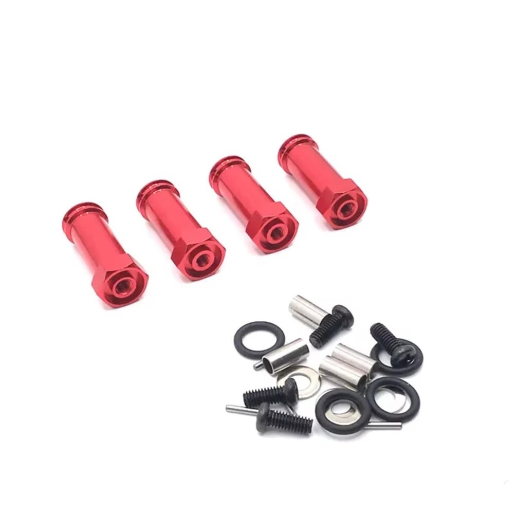 VBCERSDZ RC Car Accessories Compatible with Wltoys 12423 12428 for Feiyue FY01 FY02 FY03 1/12 RC Car Parts Accessories 4pcs 30mm Extended Wheel Hex Hub Adapter(Red)