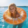 XUNZOO Cute Swim Rings Inflatable Big Floaties Beach Swimming Toys Summer Fruits Tube for Beachwear Party Gear Orange X-Large view 2