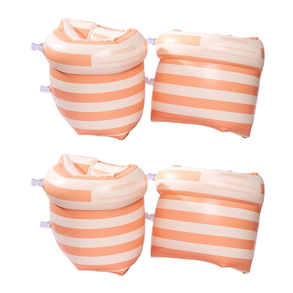 Linjinx 4 Pack Arm Floaties Swimming Rings for Kids Children Adults Learning Swim Training Aids Foldable Orange One Size