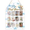 Eyouyeqi Blue Balloon Bear My First Year Photo Board, One Happy Birthday Decorations for Baby Girl Boy, 12 Month Milestone Picture Display, Newborn Keepsake Frame for 1st Party Decor Prop -12 view 1
