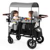 Kinder King Wagon Stroller for 2 Kids, Shock-Absorbing Wheel, Black&Grey view 1
