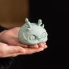 ENGENDER Kung Fu Tea Pet Green Sandstone Cartoon Small Ornaments Creative Desktop Office Decoration Tea Pet Animal Play(D) view 4