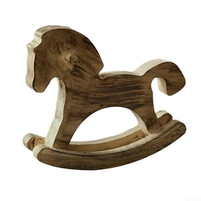 Hosrivae Handcrafted Wooden Rocking Horse Model Office, Home Desk, Artistic Rustic Ornament Shelves, Study Areas(brown)