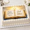 SugarMeLicious Bible Edible Cake Topper Image, Christian Faith Cake Decoration, Open Bible And Cross Religious Dessert Decor, 1/4 Sheet Frosting Sheet view 1