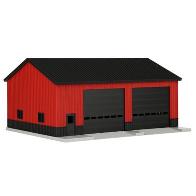 1/64 Maroon & Black Machinery Shed with Black Roof by REVD Toys, 3D Printed, RVD1026