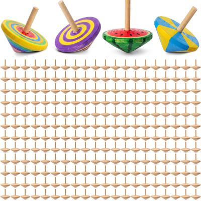 DoubleFill 200 Pcs Bulk Back to School Student Gifts, DIY Unfinished Wooden Spinning Tops for Kids Back to School Craft Kit Teacher to Student Gifts Art Supplies for Classroom Activities Party Favor