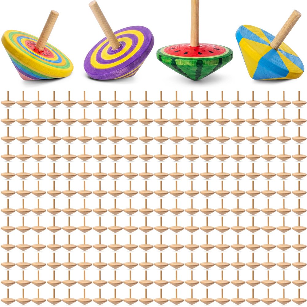 DoubleFill 200 Pcs Bulk Back to School Student Gifts, DIY Unfinished Wooden Spinning Tops for Kids Back to School Craft Kit Teacher to Student Gifts Art Supplies for Classroom Activities Party Favor
