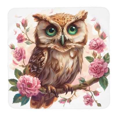 Cartoon Owl Flower Animal Baby Swaddle Blanket Warm Newborn Receiving Blanket Unisex Soft Nursery Swaddle Wrap Blankets 35.4 X 35.4 Inch Baby Swaddling Blanket Cover for Boy Girl Toddler Infant