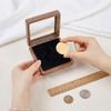PH PandaHall Walnut Wood Challenge Coin Display Box, Medal Military Coin Presentation Box with Clear Window 4x4x1.54 inch Square Coins Badge Storage Box for 45mm Coins Collectors Gift view 3