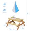 Wooden Picnic Table, Sand and Water Table with Umbrella view 3