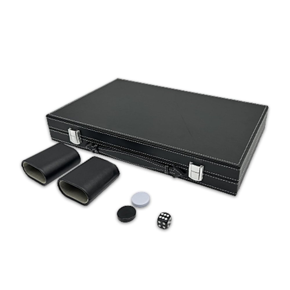 Xgdsnly Portable Backgammon Board Case Metal Clasps Backgammon Mobile Game Set Gift Idea Portable Leather Case Game