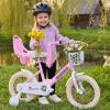Kids Bike for Girls Ages 2-7 Years Old, 16 Inch Kids Bicycle with Training Wheels, Doll Seat, Streamers and Basket, Toddler Girl Bicycle with Coaster Brake and C-Brake, Birthday Gift, Light Pink view 2