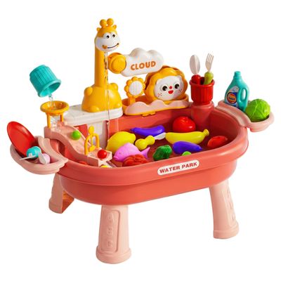 Neptuiby Toy Sink with Running Water, Toddler Water Table Play Sink with Detachable Legs, 180 Rotating Faucet & Multi-Play Modes..