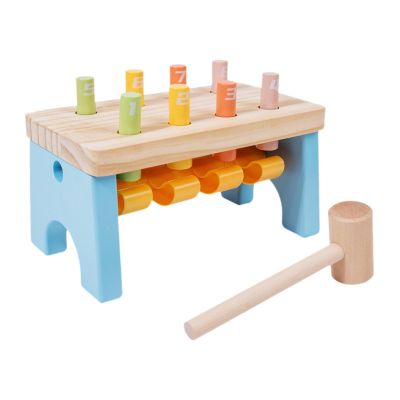 predolo Wooden Pounding Bench Toy Colorful Developmental Toy for 2 to 4 Years Old