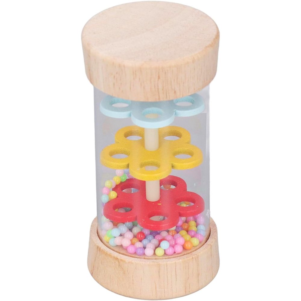 Rain Sounds|Rainmaker, Wooden Baby Rain Stick with Colorful Beads, 3.7x1.9" Rattle Tube Stick Shaker, Raindrops Music Maker, Sensory Auditory Instrument Toy for Baby