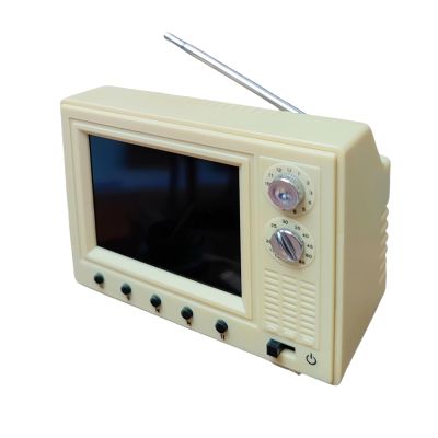 Mini Tv Retro, Rechargeable Mini Retro TV Cartoon Player with 8GB Memory, Supports Headphones & USB Playback, 3-Hour Standby Market, 1:12 Scale Classics (White)