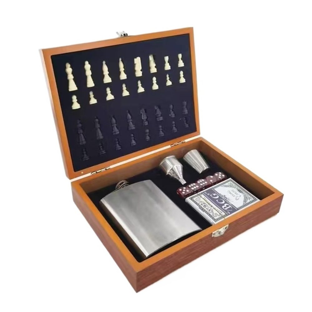Board Games Travel Chess Wine Pot Dice Playing Cards Set for Kids and Adults Chess Game Family Entertainment