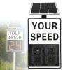 Traffic Speed Feedback Sign,Solar Powered Radar Detector, LED Your Speed Display with Red/Green Alert for School Zones & High-Traffic Areas(White,24 * 35in) view 1