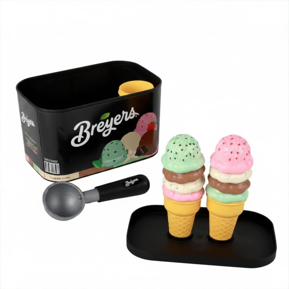 Casdon Official Breyers Ice Cream Scoop Play Set | Scoop & Serve Pretend Play Ice Creams Toy for Toddlers Aged 2+ | with Tub, Scoops & Cones