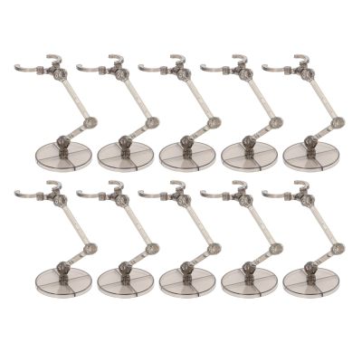 Jelquix 10 Pack Action Figure Stands, Doll Display Holders Movable Doll Support Frame for 6 Inch with Plastic Adjustable Base, Ideal for Collectors (Transparent Black)