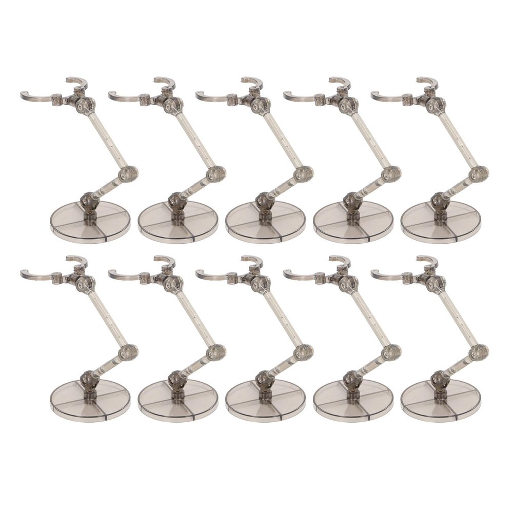 Jelquix 10 Pack Action Figure Stands, Doll Display Holders Movable Doll Support Frame for 6 Inch with Plastic Adjustable Base, Ideal for Collectors (Transparent Black)