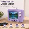 Rechargeable Mini Retro TV Player, Cartoon Retro Mini TV with Headphone & USB Playback, 720P with 8GB Memory, 1:12 Scale Classics for Desktop Ornament & Hobby Collection Decor (Purple) view 2
