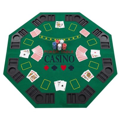48 Inch Octagon Folding Poker Table Top with Cup Holders & Chip Trays
