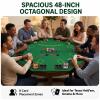 48 Inch Octagon Folding Poker Table Top with Cup Holders & Chip Trays view 2