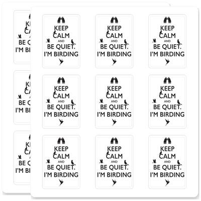 Keep Calm and Be Quiet I'm Birding Funny Bird Watcher Gift Waterproof UV Resistant Outdoor Hobby Decal 18 Pack 2 Inch Vinyl Decal Sticker
