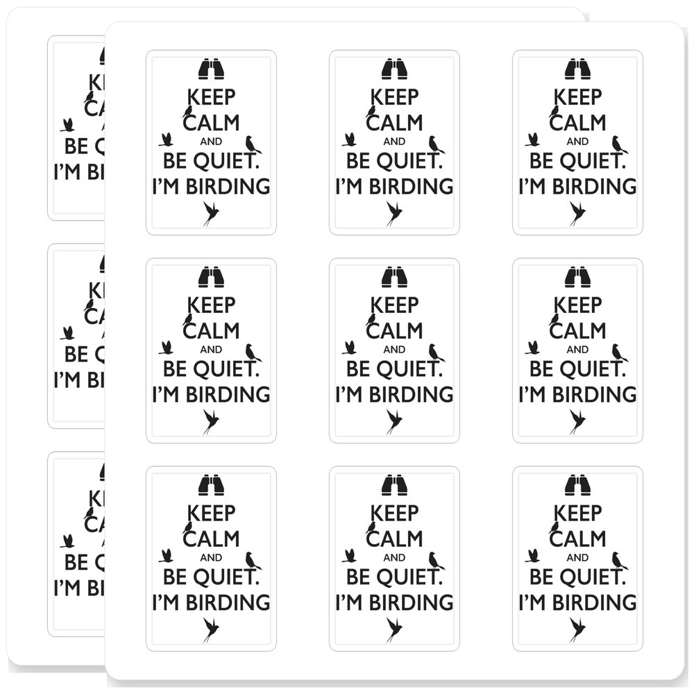 Keep Calm and Be Quiet I'm Birding Funny Bird Watcher Gift Waterproof UV Resistant Outdoor Hobby Decal 18 Pack 2 Inch Vinyl Decal Sticker