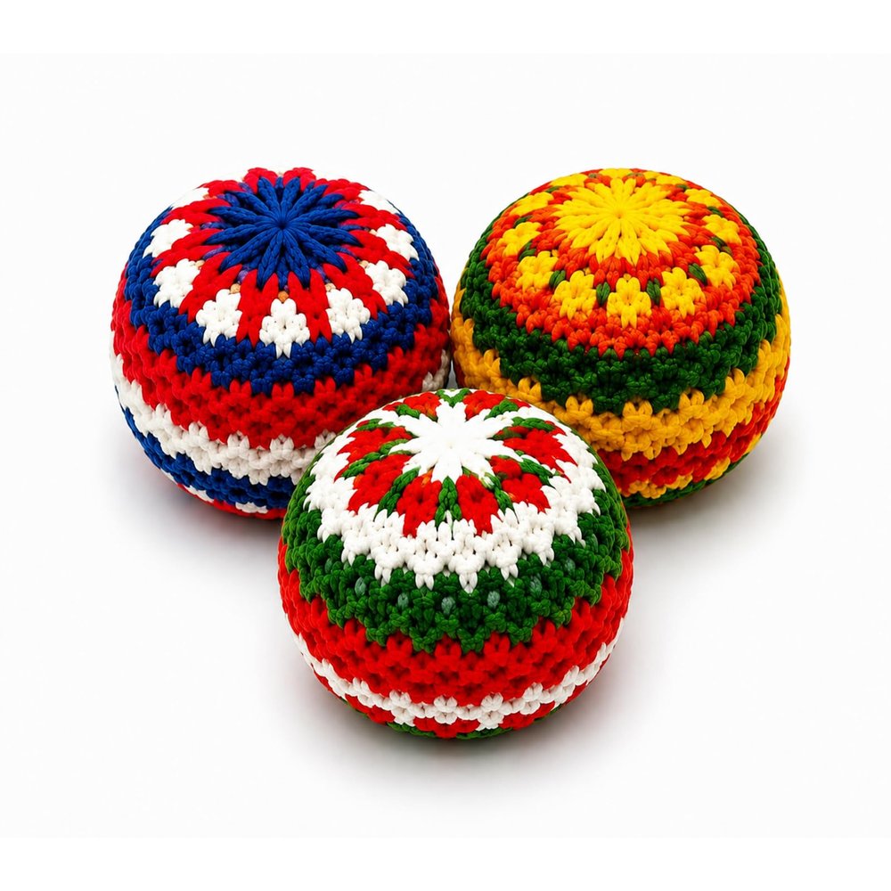 MaicuQ Footbag Hacky Bag Set3 Pack Weighted Handmade Knitted Balls