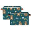 Gumuslen Storage Basket Forest Bear Storage Bins with Handles Polyester Storage Boxes Collapsible Nursery Baskets for Bathroom Living Room,2 Pack view 1