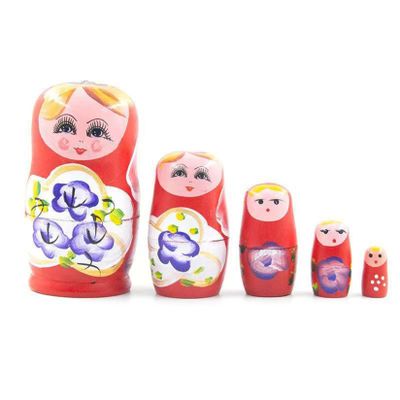 Ameble 5-Layer Wooden Russian Nesting Dolls Set with Vibrant Floral Art Matryoshka Dolls for Kids & Home Decor