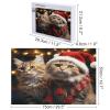 Christmas Cat Wooden Jigsaw Puzzle Set with Storage Box 1000 PCS Smooth Touch Wood Decorative Puzzles Art Wooden Puzzle Gift for Adult Home Relaxation Game & Wall Art Decor view 2