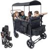 4 Seater Wagon Stroller for Kids, Premium Quad Stroller Wagon with Canopy, Foldable Wagon with Adjustable Handle, Foot Brake and All-Terrain Wheels, Heavy Duty Toddler Carriage for Family Trip view 1