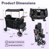 4 Seater Wagon Stroller for Kids, Premium Quad Stroller Wagon with Canopy, Foldable Wagon with Adjustable Handle, Foot Brake and All-Terrain Wheels, Heavy Duty Toddler Carriage for Family Trip view 2