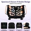 4 Seater Wagon Stroller for Kids, Premium Quad Stroller Wagon with Canopy, Foldable Wagon with Adjustable Handle, Foot Brake and All-Terrain Wheels, Heavy Duty Toddler Carriage for Family Trip view 3
