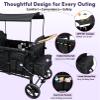 4 Seater Wagon Stroller for Kids, Premium Quad Stroller Wagon with Canopy, Foldable Wagon with Adjustable Handle, Foot Brake and All-Terrain Wheels, Heavy Duty Toddler Carriage for Family Trip view 4