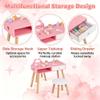 HONEY JOY Kids Pretend Nail Salon Set, Wooden Beauty Manicure Table w/Eye Shadow, Nail Dryer/Brush/File/Polish Kit, Drawer, Toddler Nail Care Station w/Chair & Stool (Flower Pink) view 3
