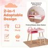 HONEY JOY Kids Pretend Nail Salon Set, Wooden Beauty Manicure Table w/Eye Shadow, Nail Dryer/Brush/File/Polish Kit, Drawer, Toddler Nail Care Station w/Chair & Stool (Flower Pink) view 4
