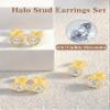 3 Pairs of S925 Sterling Silver Zirconia Halo Stud Earrings(14k Gold) view 3