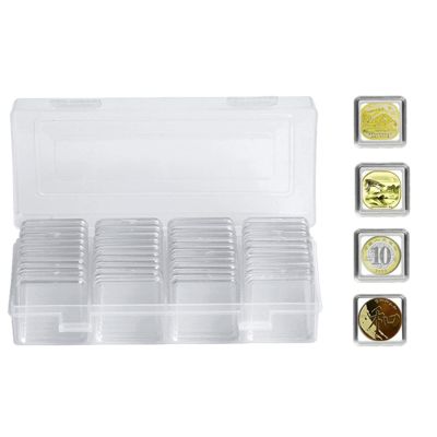 Transparent Coin Case Capsules Holder, 40pcs Coin Collection Box Coin Storage Case Covers